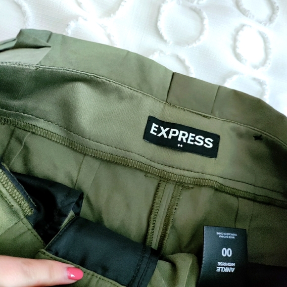 Express high rise green sashed ankle pant size 00 - Picture 4 of 5